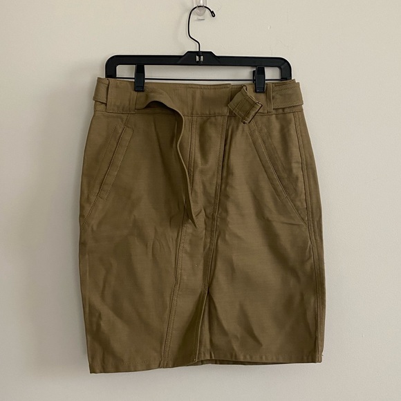 Loft NWT Sateen Utility Skirt Olive Green Belted - Picture 3 of 10